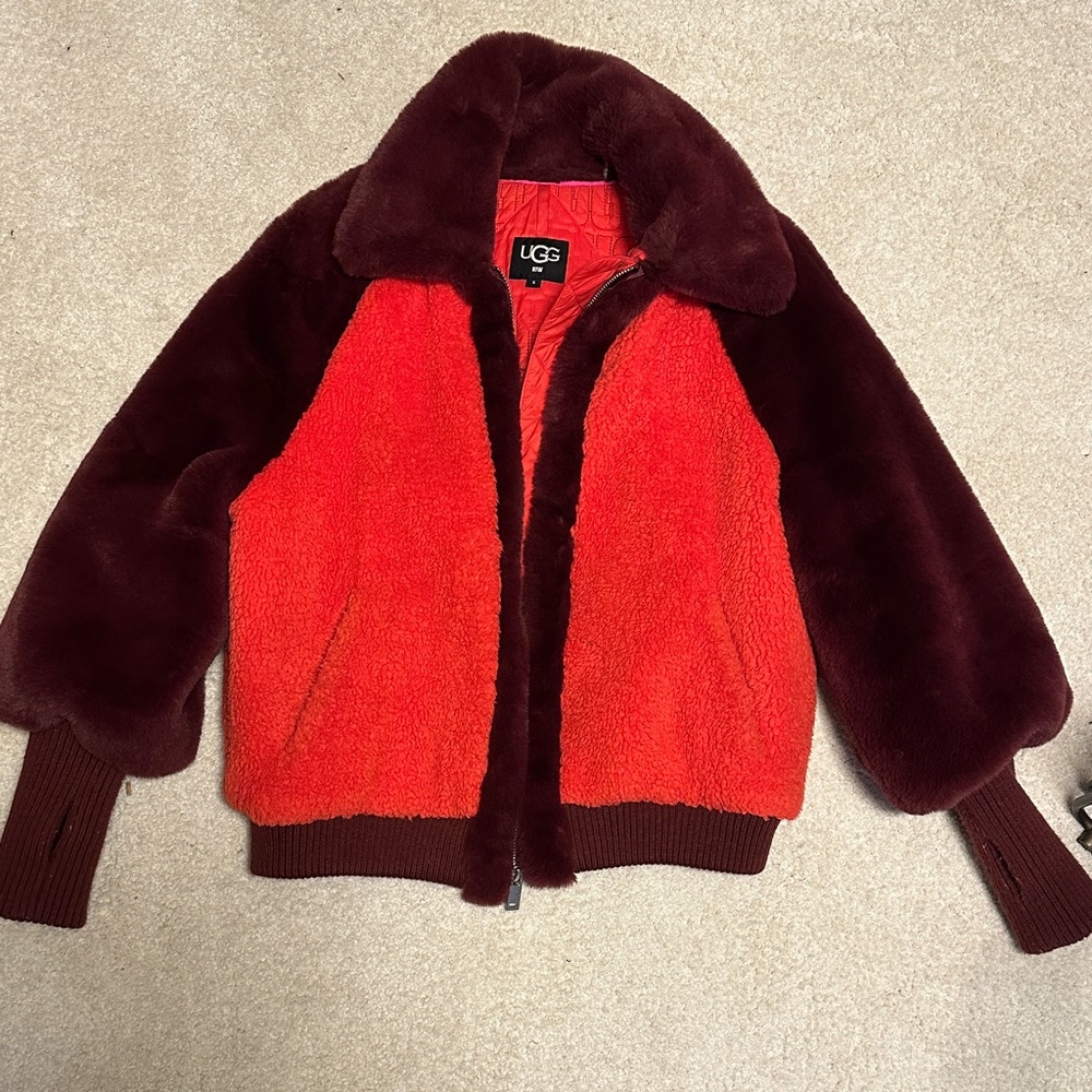 UGG Red and Burgundy Teddy Jacket